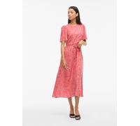 Druckkleid VILA "VIGRACE O-NECK S/S MIDI DRESS - NOOS", Damen, Gr. 36, N-Gr, hibiscus aop:dot sandshell, Web, Obermaterial: 100% Viskose, bedruckt, regular fit Midi, Rundhals, Kleider Druckkleid, Somm