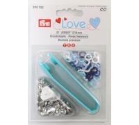 Druckknöpfe Jersey, Prym Love, 8mm, blau/hellblau/weiß