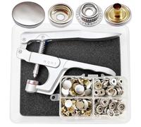 Druckknöpfe mit Zange Φ15mm Silber Metall und Werkzeug Kupfer Nähzubehör Buttons Knöpfe zum Annähen Messing Snaps für DIY Basteln Stoff, Kleidung Taschen