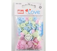 Druckknopf Color, Prym Love, Herz, 12,4mm, rosa/grün/hellblau