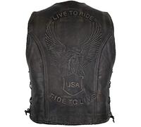 Druckknopf Lederweste mit einer Adler Prägung (4XL)