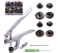 Druckknopf Set mit Zange 40set, Druckknöpfe mit Zange, Φ15mm Messing Druckknöpfe Schwarz +Bronze für alle Arten DIY Kleidung Basteln Lederhandwerks