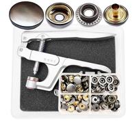 Druckknopf Set mit Zange Schwarz Φ15mm Messing Druckknöpfe Nähzubehör Buttons Knöpfe zum Annähen Snaps für DIY Basteln Stoff, Kleidung Taschen