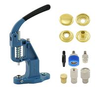 Druckknopfpresse Set mit Hebelpresse, Druckknopfwerkzeug und 50 Stück Ring-Feder Druckknöpfen 15 mm, Gold, Stahl | nähfrei | Handpresse | DIY