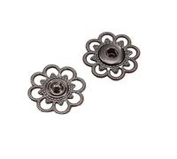 Druckknopfverschluss, Druckknöpfe, 6er-Set Blumen-Druckknöpfe, Vintage-Metall-Druckknöpfe for Aufnähen, for Annähen, for Jacken, Jeans, Bastelarbeiten und DIY-Nähprojekte(Black,21MM)