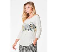 Print-Shirt GOLDNER "Shirt", Damen, Gr. 48, weiß (cremeweiß), Obermaterial: 95% Viskose CV. 5% Elasthan EL., normal, Tubular, Shirts, stretchbequemer Viskosejersey (59105633-48) cremeweiß