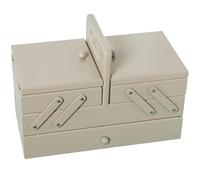 DRW Ausziehbarer Nähkasten, Akkordeon, mit Schublade aus Holz, Taupe, 23 x 33 x 16 cm