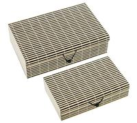 DRW Set mit 2 Schmuckschatullen aus Holz und Weide in Natur und Schwarz, 24 x 15,5 x 7,5 cm und 20 x 13 x 5,5 cm