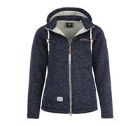 Dry Fashion Damen Fleece-Jacke Föhr - Fleecejacke Strickjacke Sweatshirtjacke Damen Outdoor Jacke mit Kapuze und Reißverschluss in Navy-Melange Größe 36