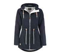 Dry Fashion Damen Fleece-Mantel St. Peter-Ording - Wintermantel Fleecejacke Outdoorjacke Winterjacke mit Kapuze in Navy-Melange Größe 44