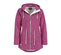 Dry Fashion Damen Fleece-Mantel St. Peter-Ording - Wintermantel Fleecejacke Outdoorjacke Winterjacke mit Kapuze in Dunkle-Beere-Melange Größe 42