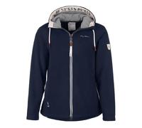 Dry Fashion Damen Fleecejacke Norden mit Kapuze - Windabweisende Jacke mit taillierten Schnitt in Navy Größe 48