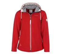 Dry Fashion Damen Fleecejacke Norden mit Kapuze - Windabweisende Jacke mit taillierten Schnitt in Rot Größe 46