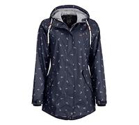 Dry Fashion Damen Regenmantel Cuxhaven mit Anker-Print - Regenjacke Jacke für Frauen mit verstellbarer Kapuze Winddicht Wasserdicht in Navy Größe 36