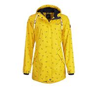 Dry Fashion Damen Regenmantel Cuxhaven mit Anker-Print - Regenjacke Jacke für Frauen mit verstellbarer Kapuze Winddicht Wasserdicht in Gelb Größe 38