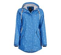Dry Fashion Damen Regenmantel Cuxhaven mit Anker-Print - Regenjacke Jacke für Frauen mit verstellbarer Kapuze Winddicht Wasserdicht in Hellblau Größe 38
