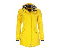 Dry Fashion Damen Regenmantel Kiel - Frauen Regenjacke Damen Jacke mit verstellbarer Kapuze Lang Winddicht Wasserdicht in Gelb Größe 36