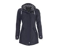 Dry Fashion Damen Regenmantel Kiel - Frauen Regenjacke Damen Jacke mit verstellbarer Kapuze Lang Winddicht Wasserdicht in Navy Größe 42