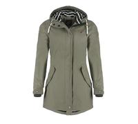Dry Fashion Damen Regenmantel Kiel - Frauen Regenjacke Damen Jacke mit verstellbarer Kapuze Lang Winddicht Wasserdicht in Oliv Größe 40