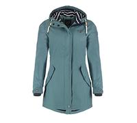 Dry Fashion Damen Regenmantel Kiel - Frauen Regenjacke Damen Jacke mit verstellbarer Kapuze Lang Winddicht Wasserdicht in Petrol Größe 36