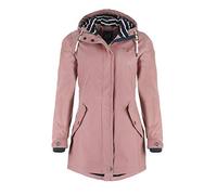 Dry Fashion Damen Regenmantel Kiel - Frauen Regenjacke Damen Jacke mit verstellbarer Kapuze Lang Winddicht Wasserdicht in Alt-Rosa Größe 48