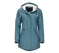 Dry Fashion Damen Regenmantel Malmö - Frauen Regenjacke Jacke mit Kapuze Lang Winddicht Wasserdicht Gefüttert mit Teddyfleece in Petrol Größe 42