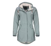 Dry Fashion Damen Regenmantel Malmö - Frauen Regenjacke Jacke mit Kapuze Lang Winddicht Wasserdicht Gefüttert mit Teddyfleece in Pastellblau Größe 50