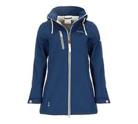 Dry Fashion Damen Softshellmantel Büsum mit abnehmbarer Kapuze - Melierte Softshelljacke mit Fleece-Innenfutter in Navy Größe 46