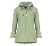 Dry Fashion Damen Softshellmantel Büsum mit abnehmbarer Kapuze - Melierte Softshelljacke mit Fleece-Innenfutter in Lindgrün Größe 38