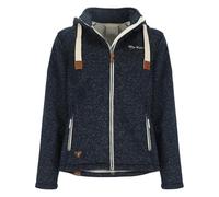 Dry Fashion Damen Wollfleece-Jacke Poel mit Kapuze - Windabweisende Fleecejacke mit tailliertem Schnitt in Navy Melange Größe 36