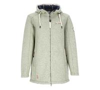 Dry Fashion Damen Wollfleece-Mantel Amsterdam mit taillierten Schnitt - Fleecemantel mit verstellbarer Kapuze in Mint Melange Größe 42