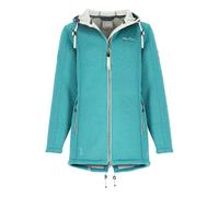 Dry Fashion Damen Wollfleece-Mantel Amsterdam mit taillierten Schnitt - Fleecemantel mit verstellbarer Kapuze in Türkis Größe 36