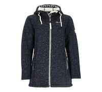 Dry Fashion Damen Wollfleece-Mantel Amsterdam mit taillierten Schnitt - Fleecemantel mit verstellbarer Kapuze in Navy Melange Größe 48