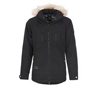 Dry Fashion Herren Winterjacke Kopenhagen mit Fellimitat - Winter Parka Jacke Herren mit abnehmbarer Kapuze Atmungsaktiv Winddicht Wasserdicht in Schwarz Größe 4XL