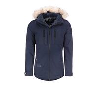 Dry Fashion Herren Winterjacke Kopenhagen mit Fellimitat - Winter Parka Jacke Herren mit abnehmbarer Kapuze Atmungsaktiv Winddicht Wasserdicht in Navy Größe 4XL