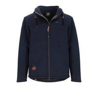 Dry Fashion Herren Wollfleece-Jacke Helgoland mit Kapuze - Windabweisende Fleecejacke in sportiver Form in Navy Melange Größe L