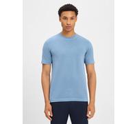 Drykorn T-Shirt mit geripptem Rundhalsausschnitt Modell 'RAPHAEL' in Blau, Größe L