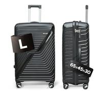DS-Lux Hartschalen Reisekoffer Schwarz Größe L 65x45x30 cm und wiegt 3,9 kg | Hartschalenkoffer Mittelgroß aus PP-Kunststoff, Koffer mit TSA Schloss, Reisekoffer mit Rollen