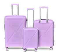 DS-Lux Reisekoffer Set in 3 Teilen | Rosa Hartschalenkoffer Set mit TSA Schloss, 4 Rollen, Rosa Farbe, 9.6 kg, Ideal für Flug- und Geschäftsreisen