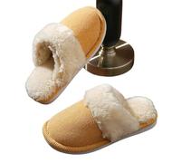 DSAoTeng Damen Fuzzy Collar House Slippers für Indoor - Herbst Winter Memory Foam Plüschfutter Hausschuhe Weiche Flauschige Warme Rutschfeste Außensohle für Zuhause Schlafzimmer, 3, 36 EU