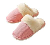DSAoTeng Damen Fuzzy Collar House Slippers für Indoor - Herbst Winter Memory Foam Plüschfutter Hausschuhe Weiche Flauschige Warme Rutschfeste Außensohle für Zuhause Schlafzimmer, 4, 37EU