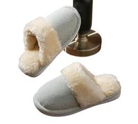 DSAoTeng Damen Fuzzy Collar House Slippers für Indoor - Herbst Winter Memory Foam Plüschfutter Hausschuhe Weiche Flauschige Warme Rutschfeste Außensohle für Zuhause Schlafzimmer, 2, 36 EU