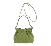 DSAoTeng Damen-Handtasche aus Wildleder, Vintage-Stil, kleine Retro-Tragetasche, Kordelzug, lässig, Umhängetasche, Magnetverschluss, Alltags-Geldbörse für Herbst und Winter, grün, One Size