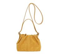 DSAoTeng Damen-Handtasche aus Wildleder, Vintage-Stil, kleine Retro-Tragetasche, Kordelzug, lässig, Umhängetasche, Magnetverschluss, Alltags-Geldbörse für Herbst und Winter, gelb, One Size
