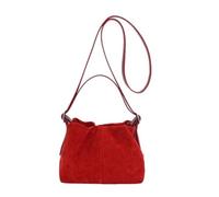 DSAoTeng Damen-Handtasche aus Wildleder, Vintage-Stil, kleine Retro-Tragetasche, Kordelzug, lässig, Umhängetasche, Magnetverschluss, Alltags-Geldbörse für Herbst und Winter, rot, One Size