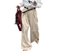 DSAoTeng Damenhose, plissiert, weites Bein, hohe Taille, mit Taschen, lässig, Business, lockere Passform, fließende lange Hose für Arbeit, Büro, Ausgehen, mehrfarbig, L