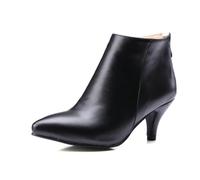 DSKHDZW Frauen Sexy Pointed Toe Ankle Boots mit Kitten Heel Zurück Zipper Booties für Abend Party,Schwarz,37 EU