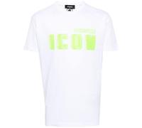 Dsquared2 Cool Fit grünes Blur Icon Logo weißes T-Shirt 2XL