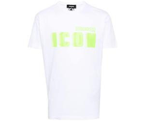 Dsquared2 Cool Fit grünes Blur Icon Logo weißes T-Shirt XS