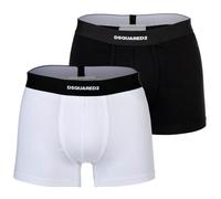 DSQUARED2 Herren Boxershorts, 2er Pack - Twin Pack Trunk, Cotton Stretch, Logobund Schwarz/Weiß S